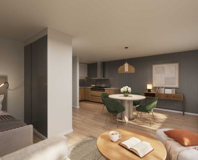 SQ21 NEUBAU | Kapitalanlage - Bruckmühl Zentrum, 2-Zimmer OG, W-Terrasse, Tiefgarage, Kellerabteil