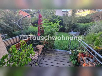 Tauschwohnung: Große 4-Raum-Wohnung mit Garten gegen 3-Raum mit Balkon