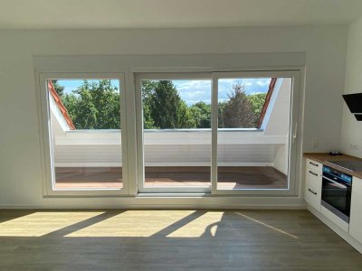 Neu gebaute Dachgeschosswohnung mit Blick ins Grüne