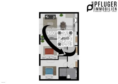 Helle 3,5-Zimmer Wohnung inkl. 2 SP, 360° Tour