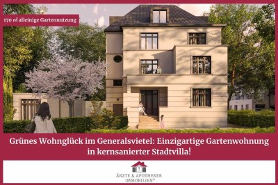 Grünes Wohnglück im Generalsvietel: Einzigartige Gartenwohnung in kernsanierter Stadtvilla!