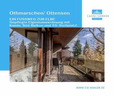 EIN FUSSWEG ZUR ELBE - Gepflegte Eigentumswohnung mit Kamin, Süd-Balkon, TG-Stellplatz in Sackgasse!