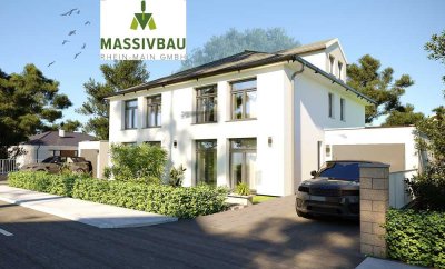 NEUBAU DOPPELHAUSHÄLFTE WÖRRSTADT - 400m² GRUNDSTÜCK - STEIN AUF STEIN VON DER MASSIVBAU RHEIN-MAIN