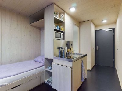 DIE ZIMMEREI | Möbliertes 1-Zimmer-Apartment mit nachhaltigem Wohnkonzept am Inselpark | Basic Bude