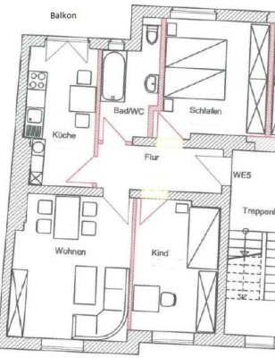 3-Zimmer-Wohnung mit Balkon in der Andreasvorstadt