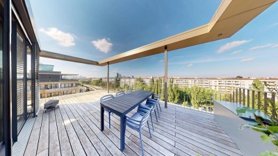 2 Penthouses zum Zusammenlegen mit 102m² Terrasse im Viertel Zwei | Garage | 360°-Tour | Keine Dachschrägen!