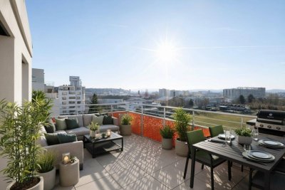 PROVISIONSFREI: Dachgeschoß-Neubau mit 3 Terrassen, 136m² Gew.Nfl. &amp; Niedrigenergiestandard