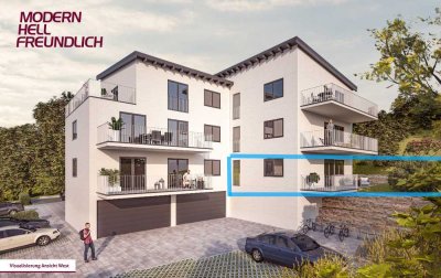 Neuwertige wunderschöne 3-Raum-Terrassenwohnung mit kleinem Garten und EBK in Höchberg