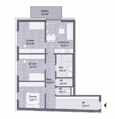 -8,5 % Baustartaktion! - 4 Zimmer Anlegerwohnung (78,14m²) mit Balkon - Grazer Stadtlage