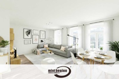 EINBAUKÜCHE – VINYL-DESIGNBELAG – WANNENBAD HANDTUCHHEIZKÖRPER & WASCHMASCHINENSTELLPLATZ