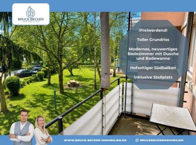 Bald bezugsfrei! Großzügig geschnittene 3-Zimmer-Wohnung mit hofseitigem Südbalkon und Stellplatz