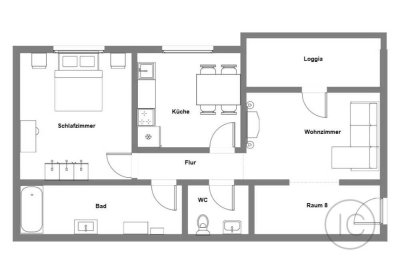 Frisch sanierte 2-Zimmer-Wohnung mit Balkon