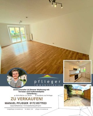 Zentrumsnahe 1,5 Zimmer Wohnung mit Terrasse und Außenstellplatz