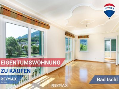Exklusives Wohnen im Herzen von Bad Ischl – Wunderschöne Eigentumswohnung am Traunfluss mit zwei Loggien, Atelier &amp; Stellplatz im ebenerdigen Parkhaus