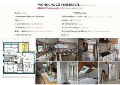 Stilvolle 3-Raum-DG-Wohnung in Böblingen