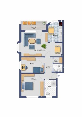 Gepflegte 3-Zimmer-Wohnung in Paderborn-Elsen