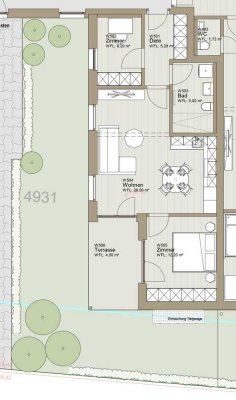 RESERVIERT - 2,5-Zimmer Erdgeschosswohnung mit Südterrasse