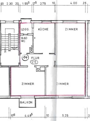 Schön geschnittene, gepflegte 3-Raum-Wohnung mit Balkon in Karlsruhe