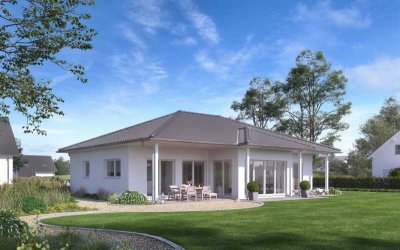 Massiver Bungalow - barrierefrei, energieeffizient & modern (inkl. Grundstück & Keller)
