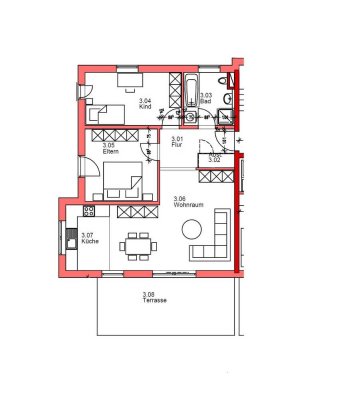 Neuwertige 3-Zimmer-Terrassenwohnung mit großem Garten