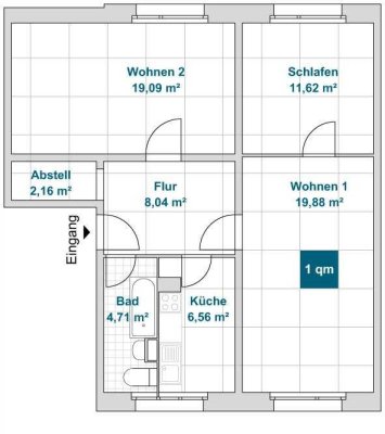 Großzügig geschnittene 3-Raumwohnung mit Abstellraum!