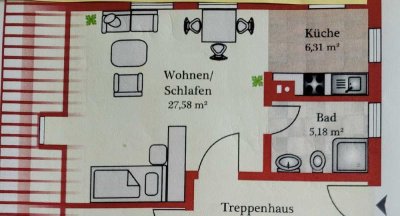 Geräumige 1,5 Zimmer Wohnung mit Einbauküche in Gomadingen-Dapfen