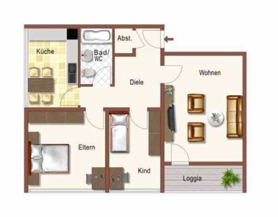 Für Ihre Familie: weitläufige 3-Zimmer-Wohnung