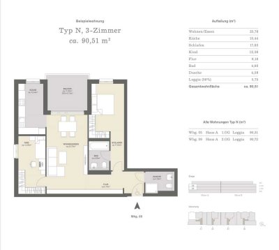 Exklusive 3-Zimmer-Wohnung mit Balkon und Einbauküche in Frankfurt am Main