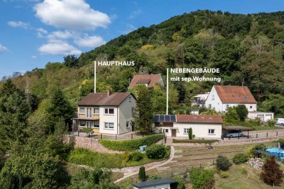 Charmantes Wohnhaus mit Nebengebäude, Apartment und traumhafter Aussichtslage in Lambrecht