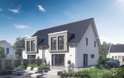 Moderne Doppelhaushälfte bauen - massiv, energieeffizient & individuell (inkl. Grundstück)