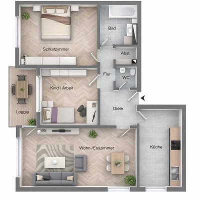 Helle 3-ZKB-Wohnung mit Blick ins Grüne und TG-Stellplatz in Mainz-Bretzenheim – top angebunden