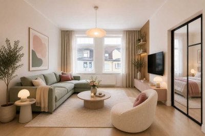 Stilvolle 2-Zimmer-Altbauwohnung mit hohen Decken, großer Wohnküche & Balkon