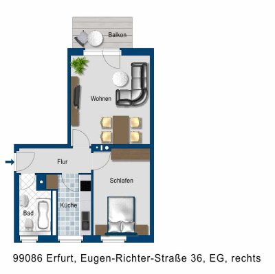 2 Zimmerwohnung mit Balkon in beliebter Lage