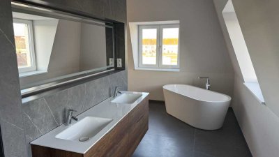 +Penthouse Deluxe - Aufzug direkt in die Wohnung ,FBH, BUS-System, Parkett, Dachloggia, EBK, Garage+