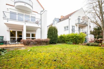 Haus-Feeling auf zwei Ebenen: Renovierte 3-Zi.-Wohnung mit Garten & Garage in Mainz-Finthen
