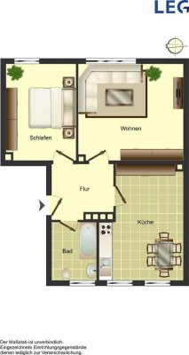 2-Zimmer-Wohnung Zentrum/Hansa