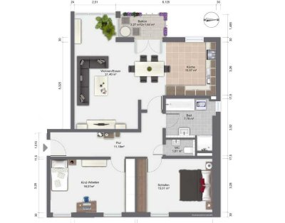 Attraktive 3-Zimmer-Wohnung in 85591, Vaterstetten