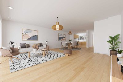 Moderne Doppelhaushälfte mit offenem Wohnbereich und Garten