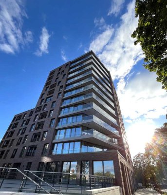 Direkter Wasserblick - modernes KUBOX-Apartment mit Einbauküche und Balkon -Hafencity