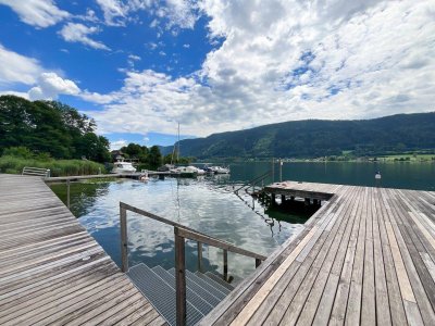 DIREKT AM WASSER! FANTASTISCHE SEEWOHNUNG MIT ATEMBERAUBENDEN AUSBLICKEN UND EINZIGARTIGEM SEEGRUNDSTÜCK AM OSSIACHER SEE!
