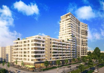 Luxuriöse  Wohnung Mit Skylineblick-Balkon und EBK Im beliebten Europaviertel von Frankfurt