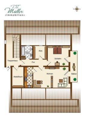 Heimilige 2 Zimmer-Dachgeschosswohnung mit Balkon