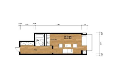 Energetisch sanierte 1 Zimmer Wohnung mit Balkon und Küche