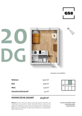 Modernes Studentenapartment inkl. Möbel – Neubau am Englischen Garten
