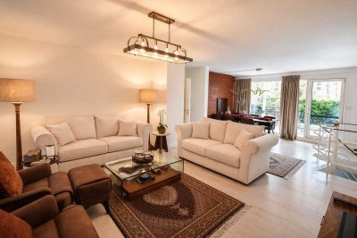 Attraktive 4-Zi.-Garten-Maisonettewohnung mit Balkon! EBK! Kamin! Sauna! TG-Stellplatz!