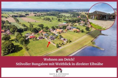 Wohnen am Deich – stilvoller Bungalow mit Weitblick in direkter Elbnähe!
