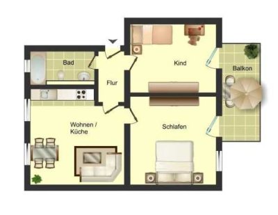 Helle 3-Zimmer Wohnung mit Balkon in Gellershagen