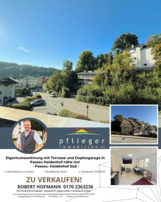 Eigentumswohnung mit Terrasse und Duplexgarage in Passau Haidenhof nähe Uni