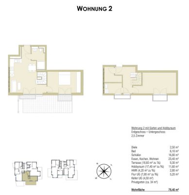Promenadenensemble "Truderinger Wald" - 2,5-Zimmer-Gartenwohnung und Hobbyraum - Whg 2