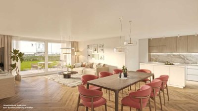 RESERVIERT: Großzügige Drei-Zimmer-Erdgeschosswohnung mit Gartenanteil und luxuriöser Ausstattung